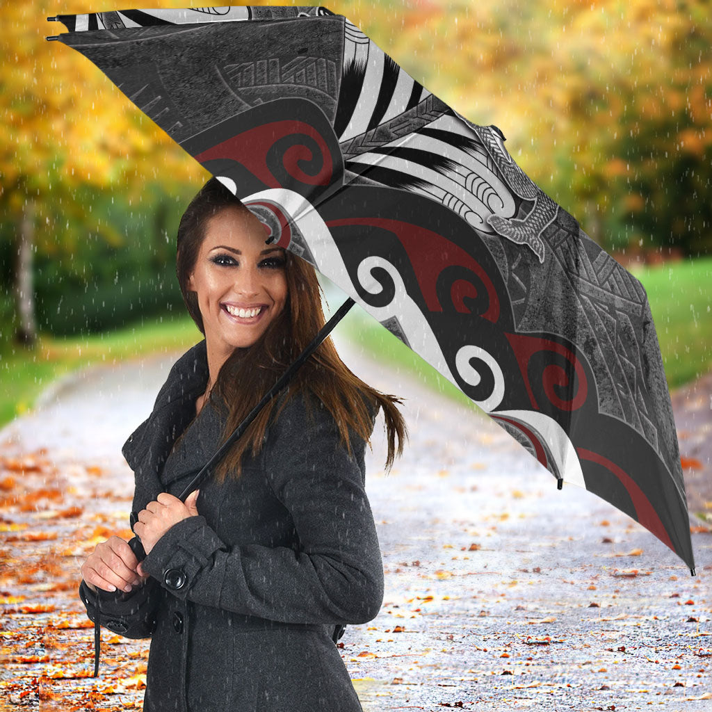 New Zealand Weka Personalised Umbrella Aotearoa Hen Silver Fern Maori Pattern