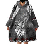 New Zealand Weka Personalised Wearable Blanket Hoodie Aotearoa Hen Silver Fern Maori Pattern