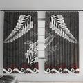 New Zealand Weka Personalised Window Curtain Aotearoa Hen Silver Fern Maori Pattern