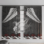 New Zealand Weka Personalised Window Curtain Aotearoa Hen Silver Fern Maori Pattern
