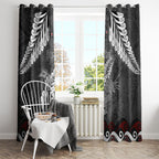 New Zealand Weka Personalised Window Curtain Aotearoa Hen Silver Fern Maori Pattern