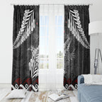 New Zealand Weka Personalised Window Curtain Aotearoa Hen Silver Fern Maori Pattern