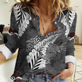 New Zealand Weka Personalised Women Casual Shirt Aotearoa Hen Silver Fern Maori Pattern