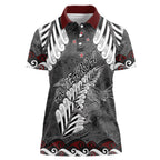 New Zealand Weka Personalised Women Polo Shirt Aotearoa Hen Silver Fern Maori Pattern