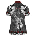 New Zealand Weka Personalised Women Polo Shirt Aotearoa Hen Silver Fern Maori Pattern