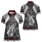 New Zealand Weka Personalised Women Polo Shirt Aotearoa Hen Silver Fern Maori Pattern