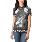 New Zealand Weka Personalised Women Polo Shirt Aotearoa Hen Silver Fern Maori Pattern