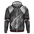 New Zealand Weka Personalised Zip Hoodie Aotearoa Hen Silver Fern Maori Pattern