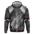 New Zealand Weka Personalised Zip Hoodie Aotearoa Hen Silver Fern Maori Pattern