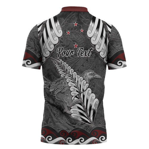 New Zealand Weka Personalised Zipper Polo Shirt Aotearoa Hen Silver Fern Maori Pattern