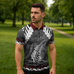 New Zealand Weka Personalised Zipper Polo Shirt Aotearoa Hen Silver Fern Maori Pattern