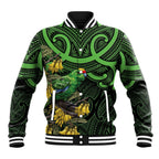 New Zealand Parakeet Bird Baseball Jacket Maori Kakariki Kowhai Maori Pattern