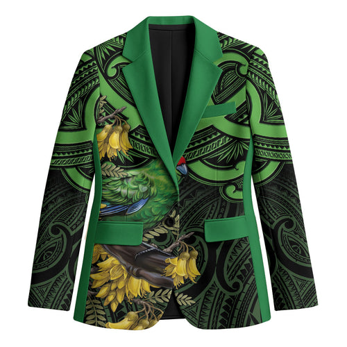 New Zealand Parakeet Bird Blazer Maori Kakariki Kowhai Maori Pattern