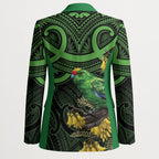 New Zealand Parakeet Bird Blazer Maori Kakariki Kowhai Maori Pattern