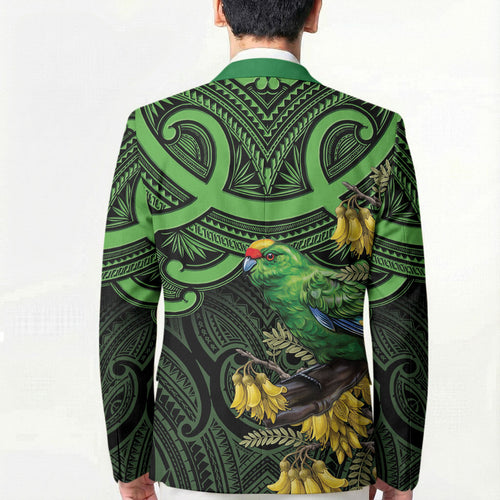 New Zealand Parakeet Bird Blazer Maori Kakariki Kowhai Maori Pattern