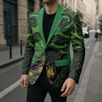 New Zealand Parakeet Bird Blazer Maori Kakariki Kowhai Maori Pattern