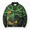 New Zealand Parakeet Bird Bomber Puffer Jacket Maori Kakariki Kowhai Maori Pattern