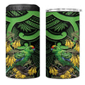 New Zealand Parakeet Bird 4 in 1 Can Cooler Tumbler Maori Kakariki Kowhai Maori Pattern