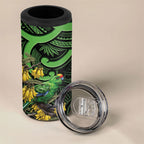 New Zealand Parakeet Bird 4 in 1 Can Cooler Tumbler Maori Kakariki Kowhai Maori Pattern