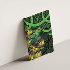 New Zealand Parakeet Bird Canvas Wall Art Maori Kakariki Kowhai Maori Pattern