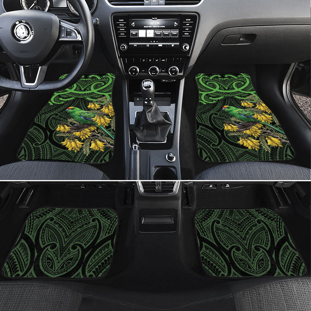 New Zealand Parakeet Bird Car Mats Maori Kakariki Kowhai Maori Pattern