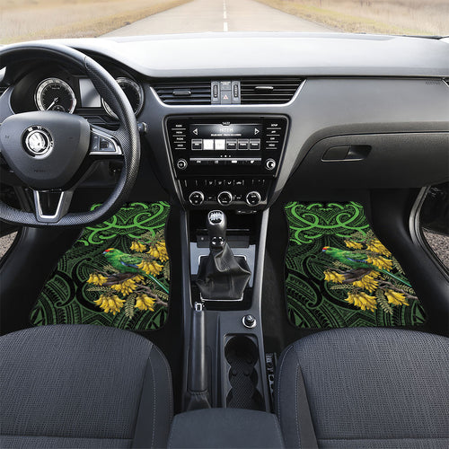New Zealand Parakeet Bird Car Mats Maori Kakariki Kowhai Maori Pattern