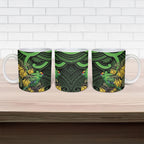 New Zealand Parakeet Bird Ceramic Mug Maori Kakariki Kowhai Maori Pattern