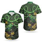 New Zealand Parakeet Bird Couples Matching Short Sleeve Bodycon Dress and Hawaiian Shirt Maori Kakariki Kowhai Maori Pattern