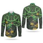 New Zealand Parakeet Bird Couples Matching Summer Maxi Dress and Long Sleeve Button Shirt Maori Kakariki Kowhai Maori Pattern