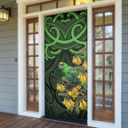New Zealand Parakeet Bird Door Cover Maori Kakariki Kowhai Maori Pattern