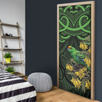 New Zealand Parakeet Bird Door Cover Maori Kakariki Kowhai Maori Pattern