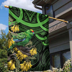 New Zealand Parakeet Bird Garden Flag Maori Kakariki Kowhai Maori Pattern
