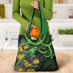 New Zealand Parakeet Bird Grocery Bag Maori Kakariki Kowhai Maori Pattern