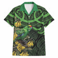 New Zealand Parakeet Bird Hawaiian Shirt Maori Kakariki Kowhai Maori Pattern