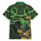 New Zealand Parakeet Bird Hawaiian Shirt Maori Kakariki Kowhai Maori Pattern