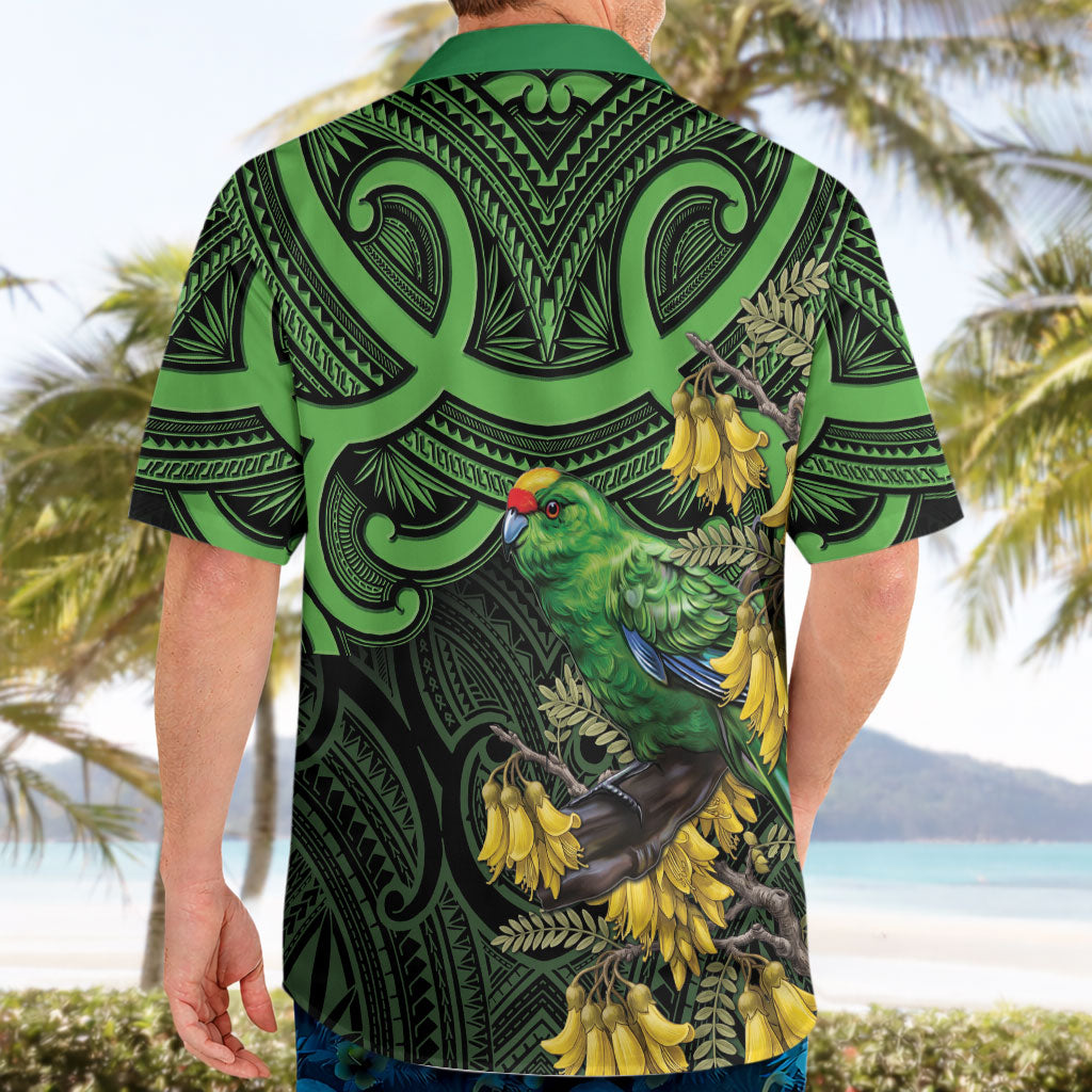 New Zealand Parakeet Bird Hawaiian Shirt Maori Kakariki Kowhai Maori Pattern
