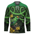New Zealand Parakeet Bird Hockey Jersey Maori Kakariki Kowhai Maori Pattern