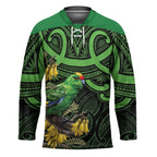 New Zealand Parakeet Bird Hockey Jersey Maori Kakariki Kowhai Maori Pattern
