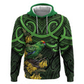 New Zealand Parakeet Bird Hoodie Maori Kakariki Kowhai Maori Pattern