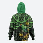 New Zealand Parakeet Bird Hoodie Maori Kakariki Kowhai Maori Pattern