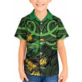 New Zealand Parakeet Bird Kid Hawaiian Shirt Maori Kakariki Kowhai Maori Pattern
