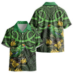 New Zealand Parakeet Bird Kid Hawaiian Shirt Maori Kakariki Kowhai Maori Pattern