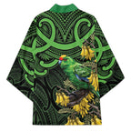New Zealand Parakeet Bird Kimono Maori Kakariki Kowhai Maori Pattern
