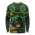 New Zealand Parakeet Bird Long Sleeve Shirt Maori Kakariki Kowhai Maori Pattern