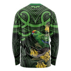 New Zealand Parakeet Bird Long Sleeve Shirt Maori Kakariki Kowhai Maori Pattern