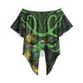 New Zealand Parakeet Bird Off Shoulder Wrap Waist Top Maori Kakariki Kowhai Maori Pattern