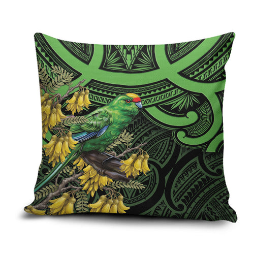 New Zealand Parakeet Bird Pillow Cover Maori Kakariki Kowhai Maori Pattern