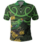 New Zealand Parakeet Bird Polo Shirt Maori Kakariki Kowhai Maori Pattern