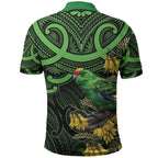 New Zealand Parakeet Bird Polo Shirt Maori Kakariki Kowhai Maori Pattern