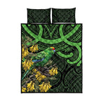 New Zealand Parakeet Bird Quilt Bed Set Maori Kakariki Kowhai Maori Pattern